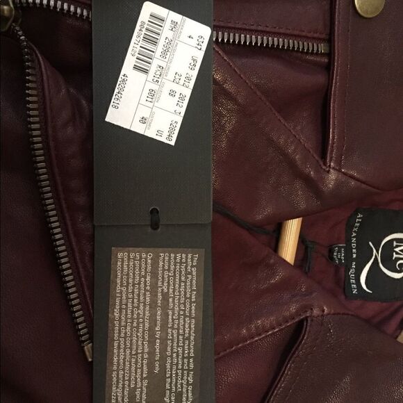 NWT Alexander McQueen Leather Maroon Mini Zipper - Picture 4 of 10